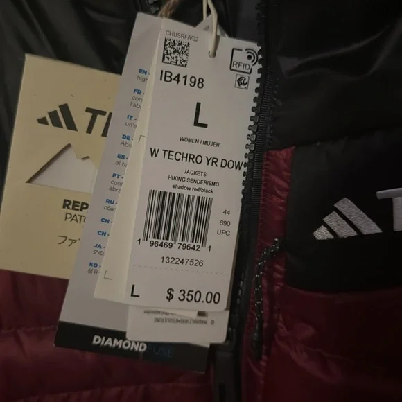 ADIDAS TERREX - Wmn's Terrex Techrock Down Hooded Jacket  sz-L Nwt - Picture 7 of 7